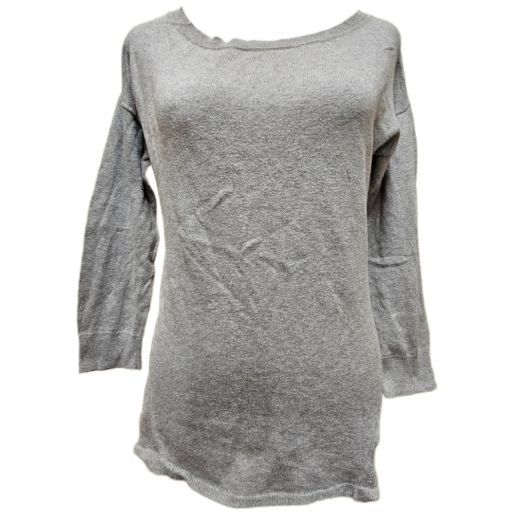 Women's Gray American Eagle Outfitters 100% Cotton Pointelle Back Sweater Size S